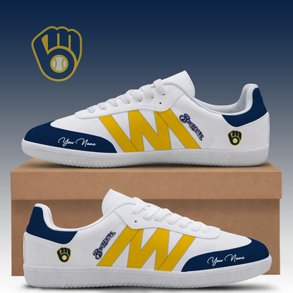 [FLASH SALE] NEW CUSTOMIZED MLB15 MBS MILWAUKEE BREWERS CLASSIC SNEAKERS