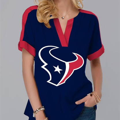 LIMITED EDITION - NEW CUSTOMIZED NFL15 HTT HOUSTON TEXANS V-NECK FEMALE SHIRT