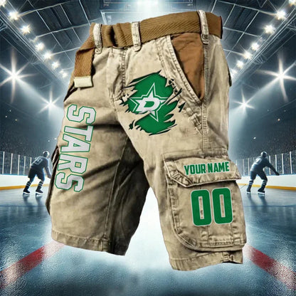 LIMITED EDITION - NEW CUSTOMIZED NHL15 DLS DALLAS STARS CARGO SHORTS