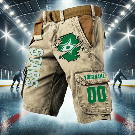 LIMITED EDITION - NEW CUSTOMIZED NHL15 DLS DALLAS STARS CARGO SHORTS
