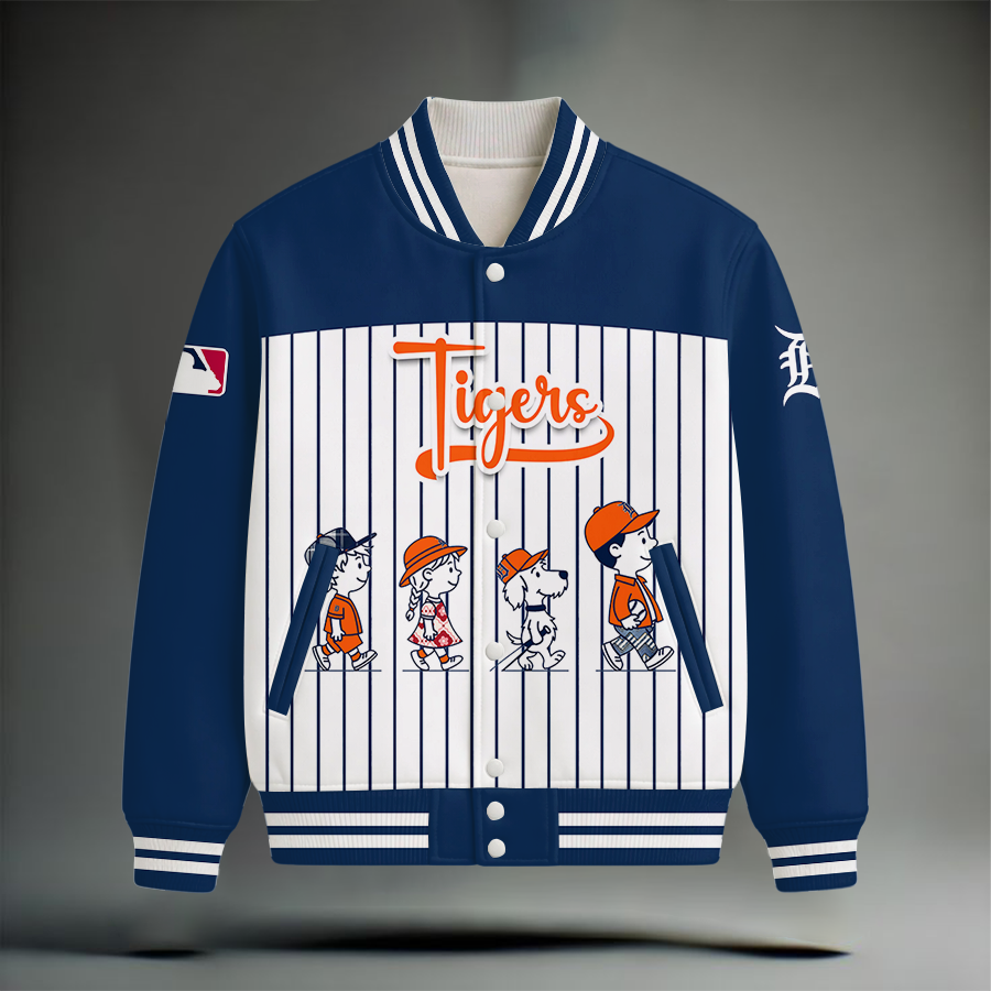 LIMITED EDITION - NEW CUSTOMIZED MLB16 DTS DETROIT TIGERS SNOOPY STYLE SATIN VARSITY & BASEBALL JACKET