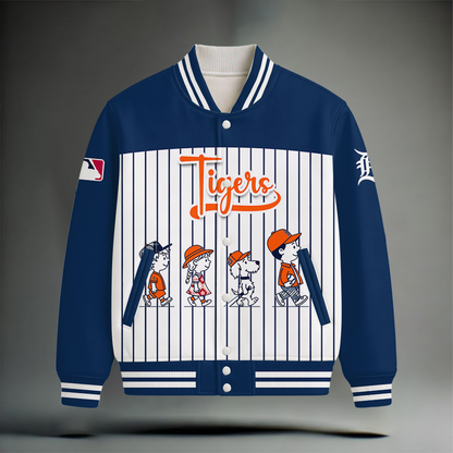 LIMITED EDITION - NEW CUSTOMIZED MLB16 DTS DETROIT TIGERS SNOOPY STYLE SATIN VARSITY & BASEBALL JACKET