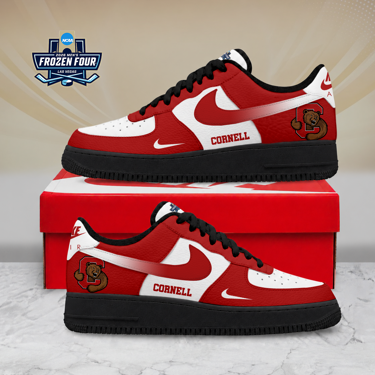 LIMITED EDITION - NEW CUSTOMIZED NCAA MFF16 CBR CORNELL BIG RED AF1 SHOES