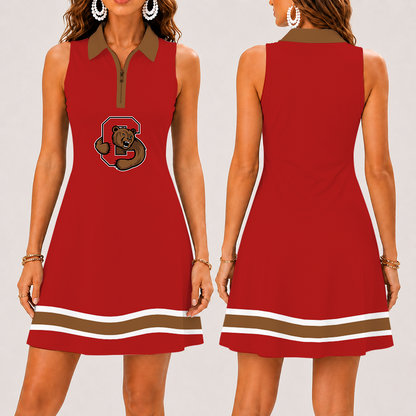 [FAN FAVORITE] NEW CUSTOMIZED NCAA MFF16 CBR CORNELL BIG RED WOMEN'S ZIP SLEEVELESS POLO DRESS