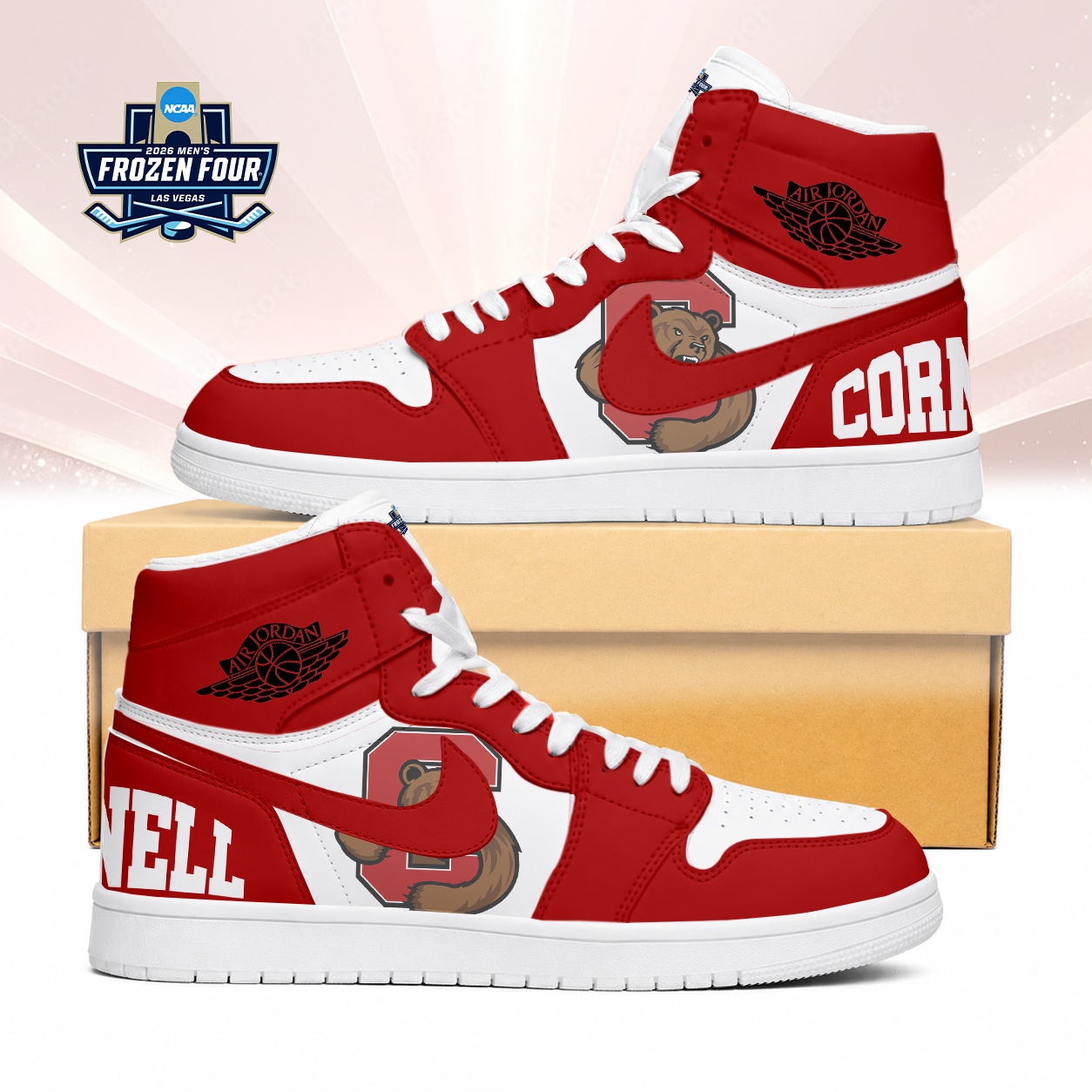 LIMITED EDITION - NEW CUSTOMIZED NCAA MFF16 CBR CORNELL BIG RED AIR JORDAN SNEAKERS