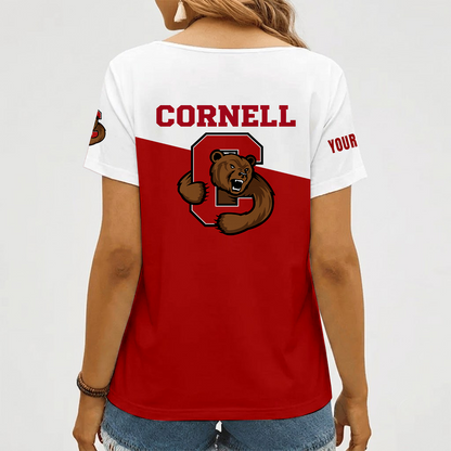 [FAN FAVORITE] NEW CUSTOMIZED NCAA MFF16 CBR CORNELL BIG RED V-NECK FEMALE SHIRT