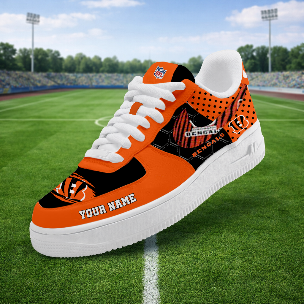 LIMITED EDITION - NEW CUSTOMIZED NFL16 CCB CINCINNATI BENGALS AF1 SNEAKERS