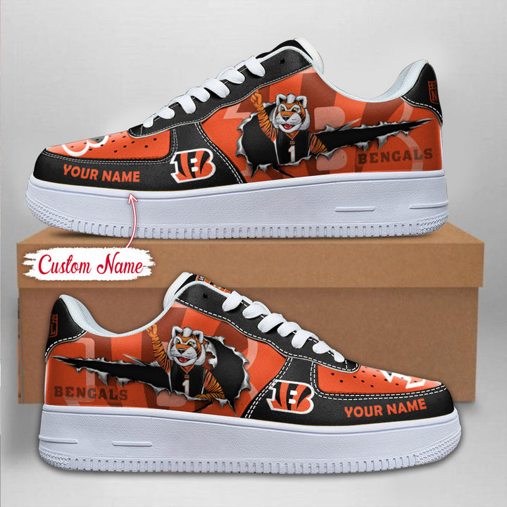 LIMITED EDITION - NEW CUSTOMIZED NFL16 CCB CINCINNATI BENGALS AF1 SNEAKERS