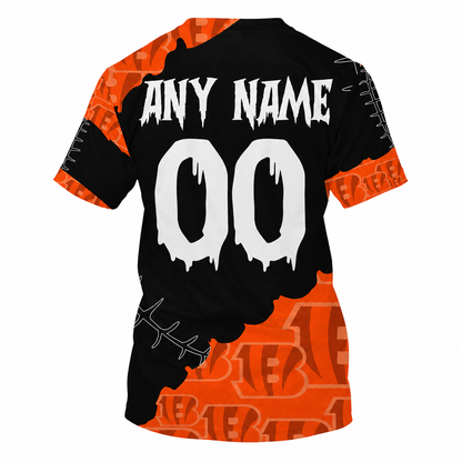 LIMITED EDITION - NEW CUSTOMIZED NFL16 CCB CINCINNATI BENGALS HALLOWEEN SKULL APPAREL FOR FANS