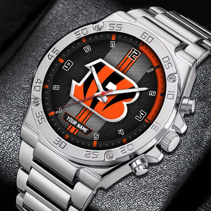 LIMITED EDITION - NEW CUSTOMIZED NFL16 CCB CINCINNATI BENGALS LUXURY STAINLESS STEEL WATCH