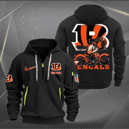 [SPECIAL OFFER] NEW CUSTOMIZED NFL16 CCB CINCINNATI BENGALS MUTICOLOR QUARTER ZIP HOODIE