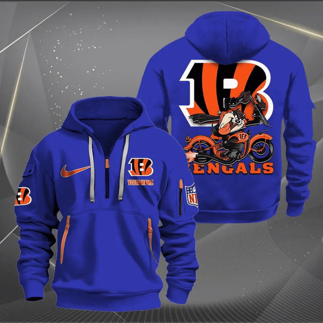 [SPECIAL OFFER] NEW CUSTOMIZED NFL16 CCB CINCINNATI BENGALS MUTICOLOR QUARTER ZIP HOODIE