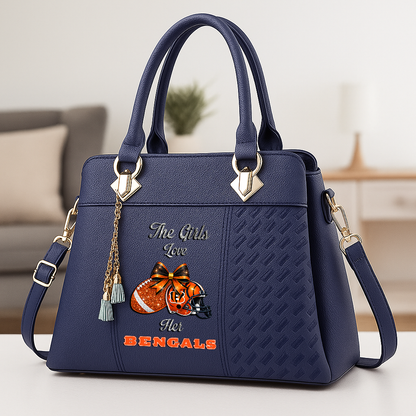 LIMITED EDITION - NEW CUSTOMIZED NFL16 CCB CINCINNATI BENGALS WOMEN'S ZIP HANDBAG MULTICOLOR