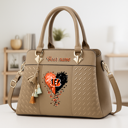 LIMITED EDITION - NEW CUSTOMIZED NFL16 CCB CINCINNATI BENGALS ZIP HANDBAG MULTICOLOR
