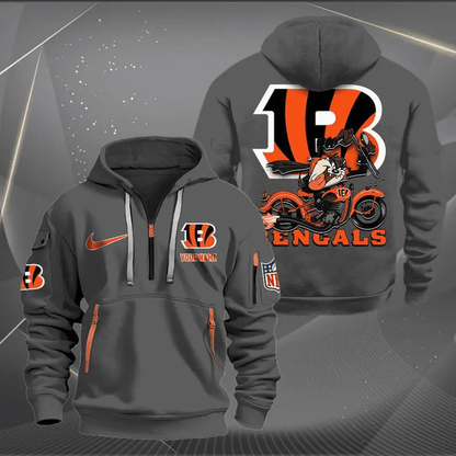 [SPECIAL OFFER] NEW CUSTOMIZED NFL16 CCB CINCINNATI BENGALS MUTICOLOR QUARTER ZIP HOODIE