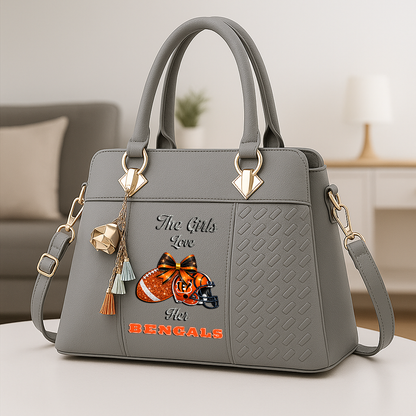 LIMITED EDITION - NEW CUSTOMIZED NFL16 CCB CINCINNATI BENGALS WOMEN'S ZIP HANDBAG MULTICOLOR