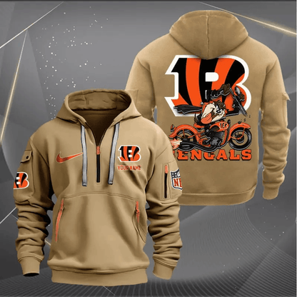 [SPECIAL OFFER] NEW CUSTOMIZED NFL16 CCB CINCINNATI BENGALS MUTICOLOR QUARTER ZIP HOODIE