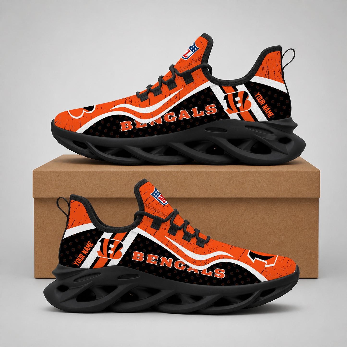 SPECIAL EDITION - NEW CUSTOMIZED NFL16 CCB CINCINNATI BENGALS MAX SOUL SHOES