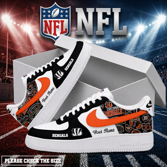 LIMITED EDITION - NEW CUSTOMIZED NFL16 CCB CINCINNATI BENGALS AF1 SHOES