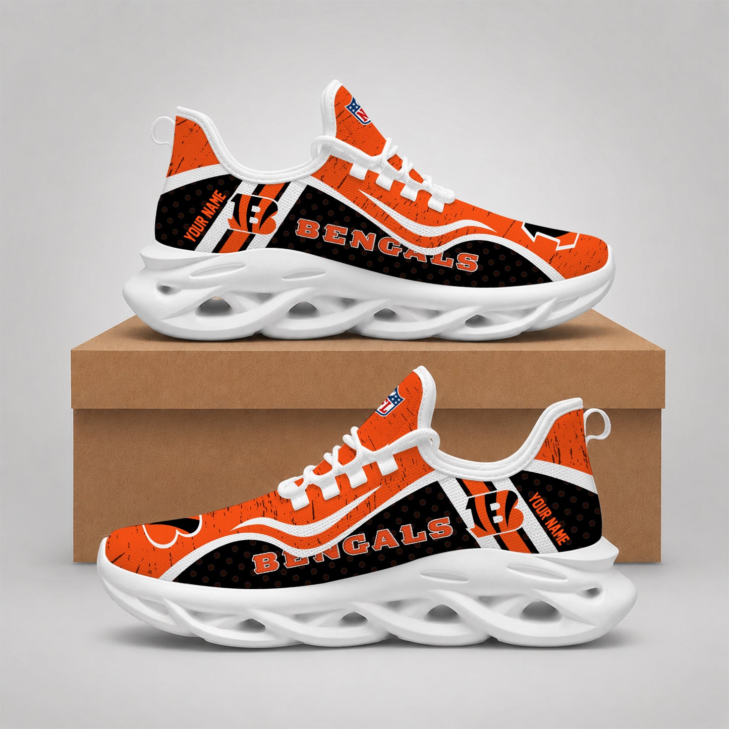 SPECIAL EDITION - NEW CUSTOMIZED NFL16 CCB CINCINNATI BENGALS MAX SOUL SHOES