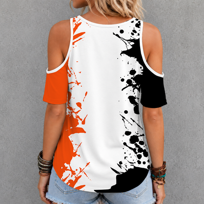 [SPECIAL OFFER] NEW CUSTOMIZED NFL16 CCB CINCINNATI BENGALS CRISS CROSS V-NECK TOP