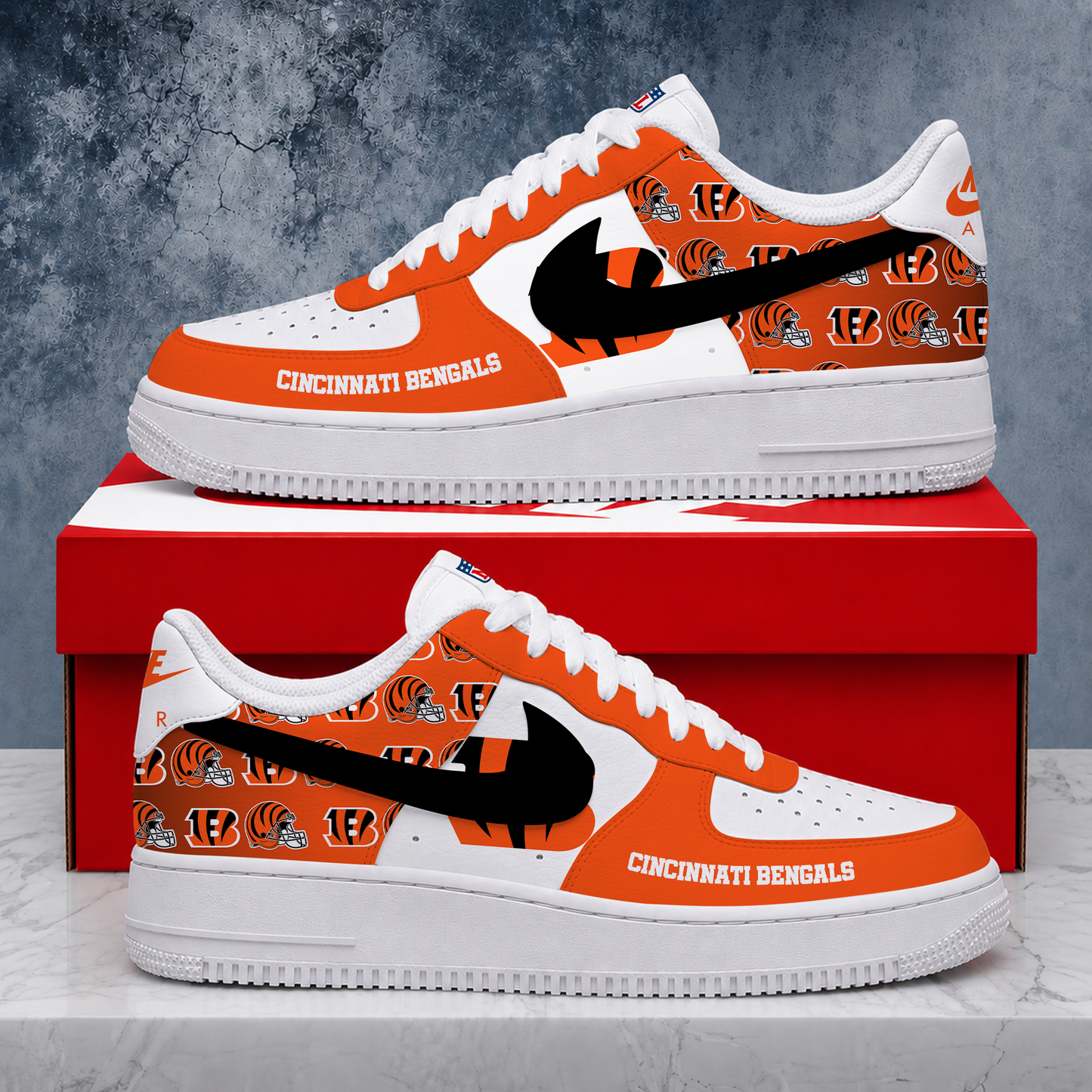 VIRAL EDITION - NEW CUSTOMIZED NFL16 CCB CINCINNATI BENGALS AF1 SHOES