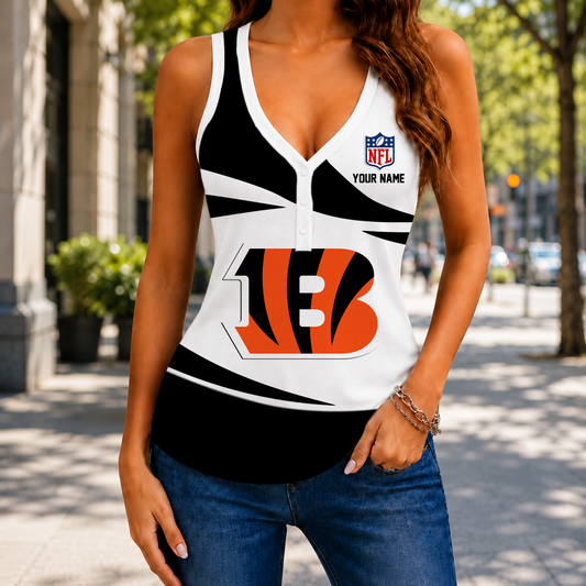 LIMITED EDITION NEW CUSTOMIZED NFL16 CCB CINCINNATI BENGALS WOMEN'S V-NECK TANK TOP