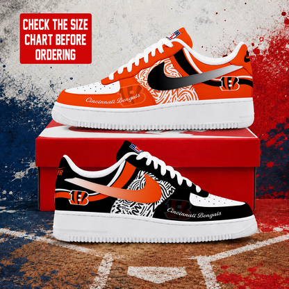 LIMITED EDITION - NEW CUSTOMIZED NFL16 CCB CINCINNATI BENGALS AF1 SHOES