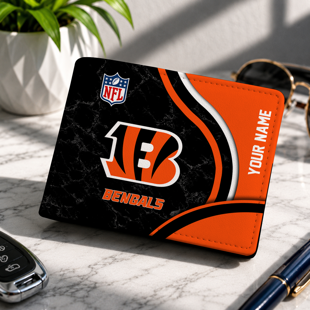 MEGA SALE - NEW CUSTOMIZED NFL16 CCB CINCINNATI BENGALS LEATHER WALLET