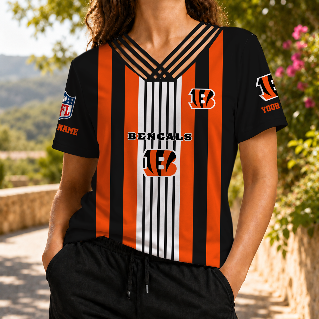 VIRAL EDITION - NEW CUSTOMIZED NFL16 CCB CINCINNATI BENGALS V-NECK SHIRT