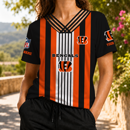 VIRAL EDITION - NEW CUSTOMIZED NFL16 CCB CINCINNATI BENGALS V-NECK SHIRT