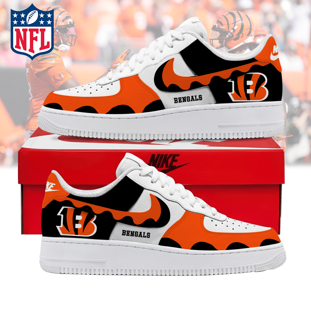 FINAL CLEARANCE - NEW CUSTOMIZED NFL16 CCB CINCINNATI BENGALS AF1 SNEAKERS