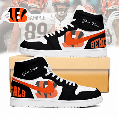 LIMITED EDITION - NEW CUSTOMIZED NFL16 CCB CINCINNATI BENGALS AIR JORDAN SNEAKERS