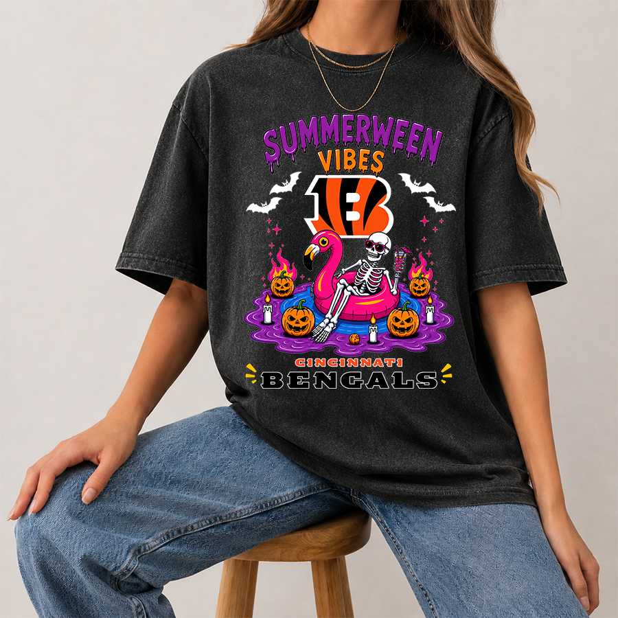 [SPECIAL OFFER] NEW CUSTOMIZED NFL16 CCB CINCINNATI BENGALS SUMMERWEEN MULTICOLOR WASHED TEE
