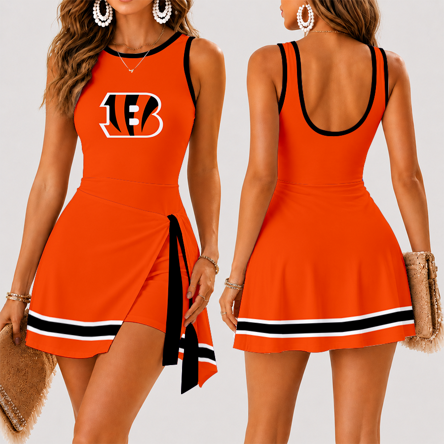 [SPECIAL OFFER] NEW CUSTOMIZED NFL16 CCB CINCINNATI BENGALS WOMEN'S SUMMER SKORT DRESS