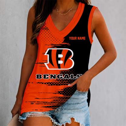 LIMITED EDITION - NEW CUSTOMIZED NFL16 CCB CINCINNATI BENGALS WOMEN'S V-NECK TANK TOP