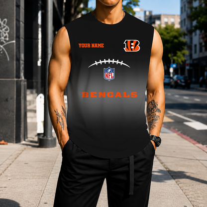 LIMITED EDITION - NEW CUSTOMIZED NFL16 CCB CINCINNATI BENGALS MEN'S GYM SHIRT