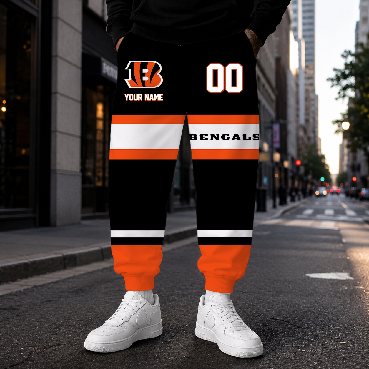 LIMITED EDITION - NEW CUSTOMIZED NFL16 CCB CINCINNATI BENGALS SWEATPANTS