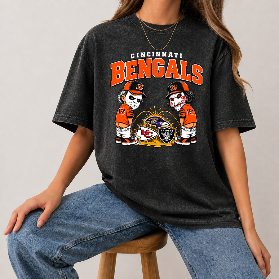 [SPECIAL OFFER] NEW CUSTOMIZED NFL16 CCB CINCINNATI BENGALS FUNNY MULTICOLOR WASHED TEE