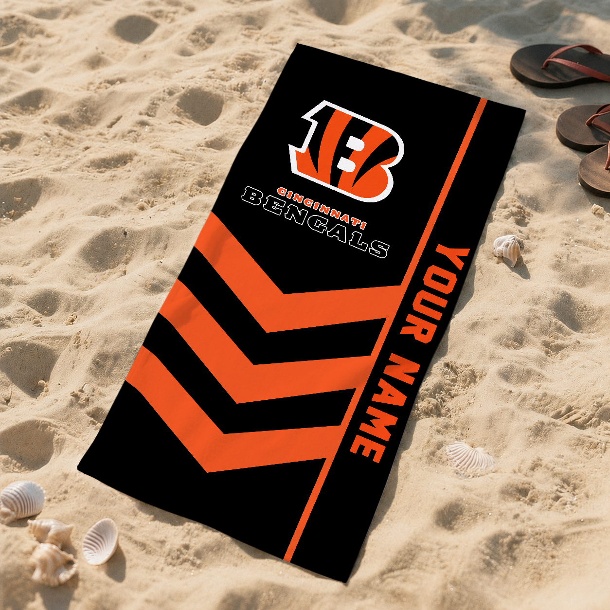 SPECIAL EDITION - NEW CUSTOMIZED NFL16 CCB CINCINNATI BENGALS BEACH TOWEL