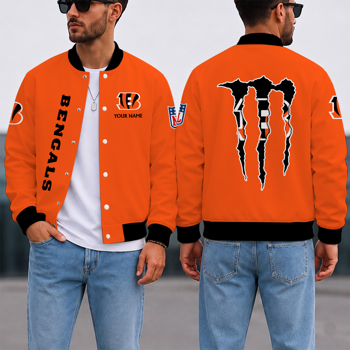 LIMITED EDITION - NEW CUSTOMIZED NFL16 CCB CINCINNATI BENGALS SATIN VARSITY & BASEBALL JACKET