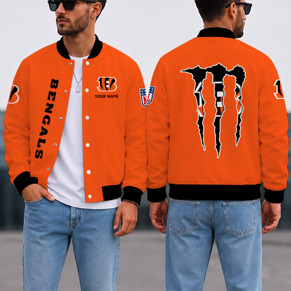 LIMITED EDITION - NEW CUSTOMIZED NFL16 CCB CINCINNATI BENGALS SATIN VARSITY & BASEBALL JACKET
