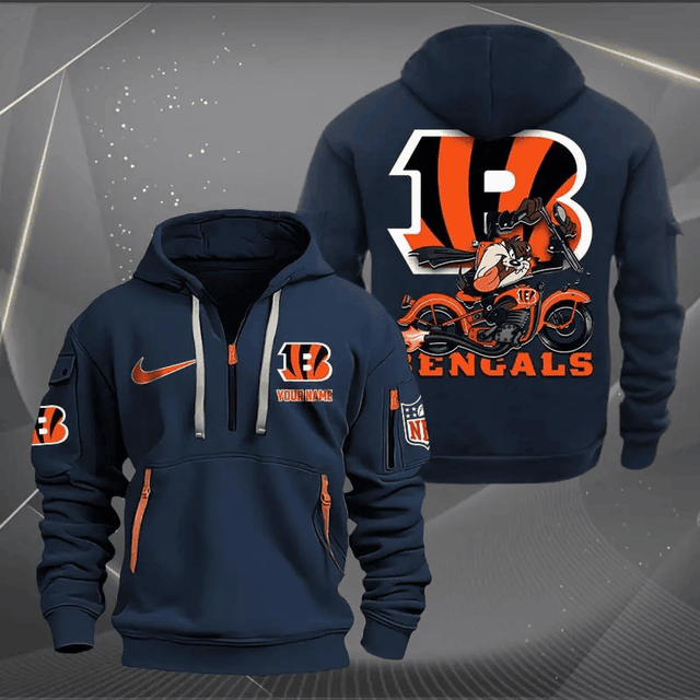 [SPECIAL OFFER] NEW CUSTOMIZED NFL16 CCB CINCINNATI BENGALS MUTICOLOR QUARTER ZIP HOODIE