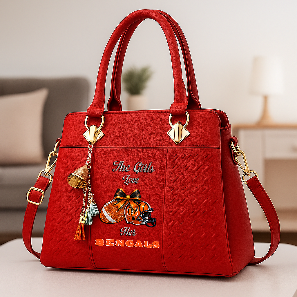 LIMITED EDITION - NEW CUSTOMIZED NFL16 CCB CINCINNATI BENGALS WOMEN'S ZIP HANDBAG MULTICOLOR