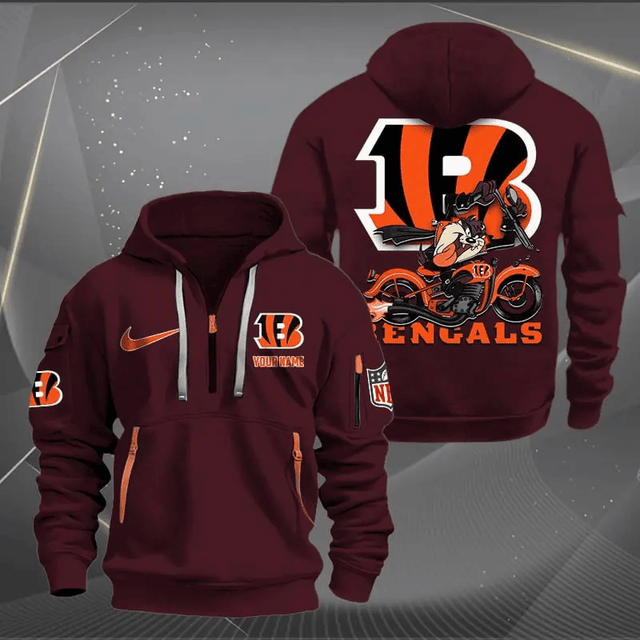 [SPECIAL OFFER] NEW CUSTOMIZED NFL16 CCB CINCINNATI BENGALS MUTICOLOR QUARTER ZIP HOODIE