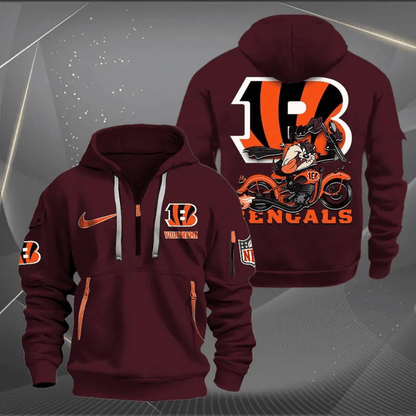 [SPECIAL OFFER] NEW CUSTOMIZED NFL16 CCB CINCINNATI BENGALS MUTICOLOR QUARTER ZIP HOODIE