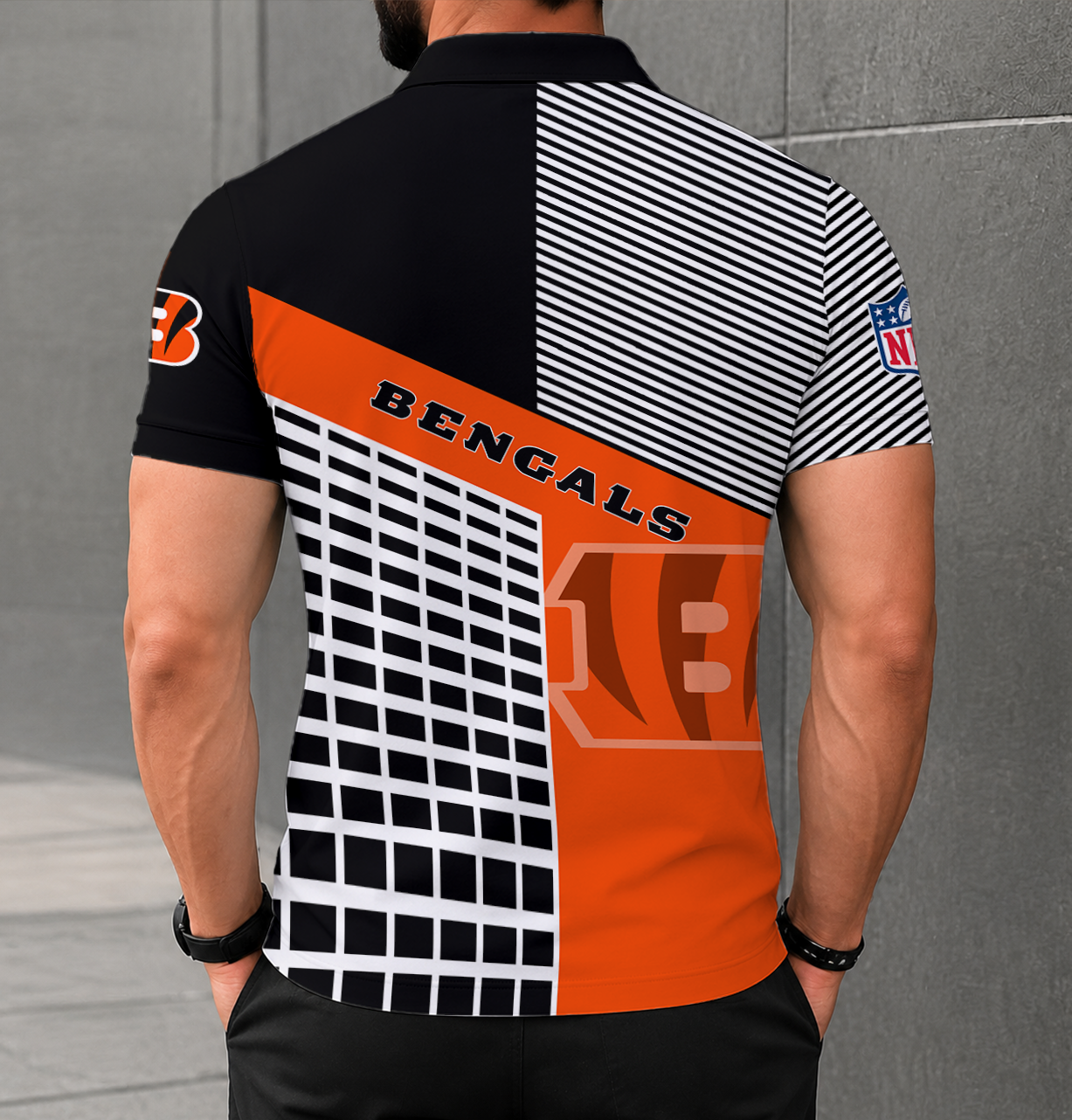 LIMITED EDITION - NEW CUSTOMIZED NFL16 CCB CINCINNATI BENGALS POLO SHIRT