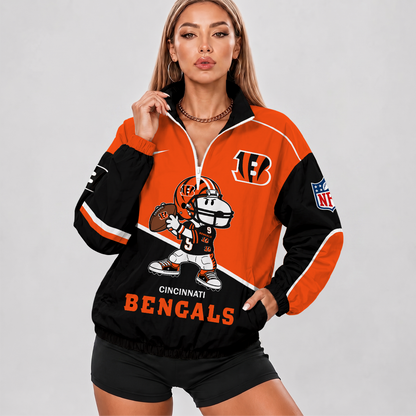 [SPECIAL OFFER] NEW CUSTOMIZED NFL16 CCB CINCINNATI BENGALS V-NECK ZIPPER SWEATSHIRT JACKET