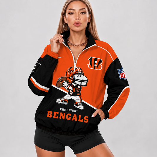 [SPECIAL OFFER] NEW CUSTOMIZED NFL16 CCB CINCINNATI BENGALS V-NECK ZIPPER SWEATSHIRT JACKET