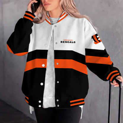 [SPECIAL OFFER] NEW CUSTOMIZED NFL16 CCB CINCINNATI BENGALS SATIN VARSITY & BASEBALL JACKET
